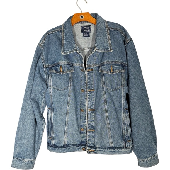 Vintage Other - Vintage 90s Cherokee Denim Jacket Blue 100% Cotton Classic Western Trucker